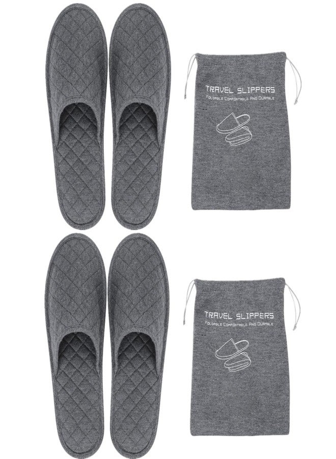 Ibluelover 2 Pairs Portable Travel Spa Slippers Foldable Flat Closed Toe Home Shoes with Non-Slip Sole Spa Hotel Slippers Washable Guest Room Cotton Indoor House Shoes Business Trip Flight Footwear - Image 1